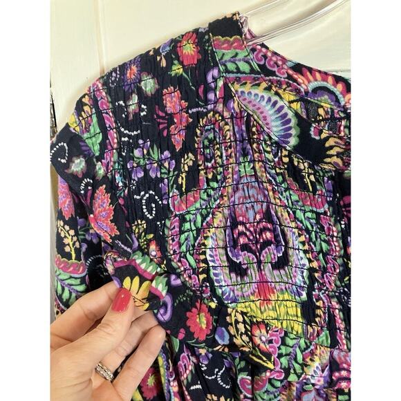 Anthropologie Bohemian Buttons Down Mini Dress Long Sleeves Size XXS Paisley - Picture 6 of 10